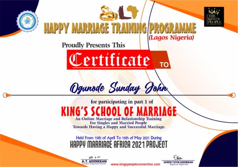 Happy Marriage Africa Certificate (10)