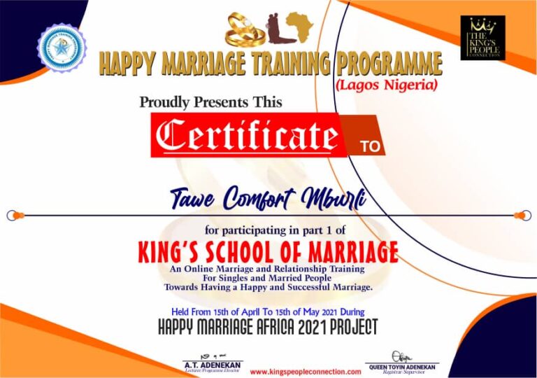 Happy Marriage Africa Certificate (15)