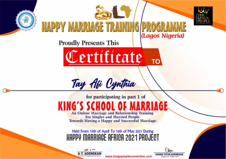 Happy Marriage Africa Certificate (17)