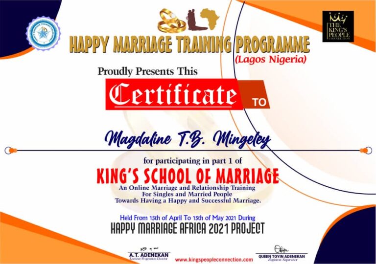 Happy Marriage Africa Certificate (2)