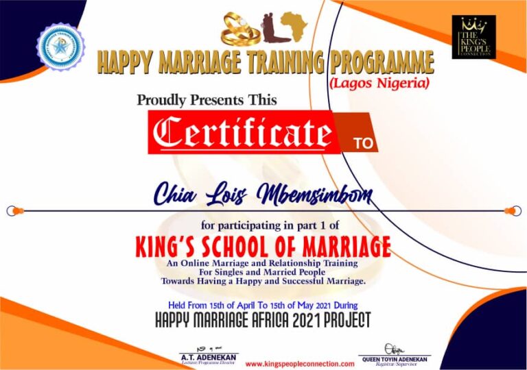 Happy Marriage Africa Certificate (20)
