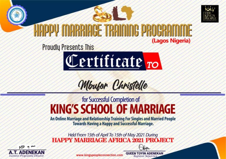Happy Marriage Africa Certificate (42)